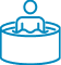 Bain Relaxation : Profitez d'une détente profonde Icône bleue stylisée d'une personne dans un bain à remous, symbolisant la relaxation et le bien-être.